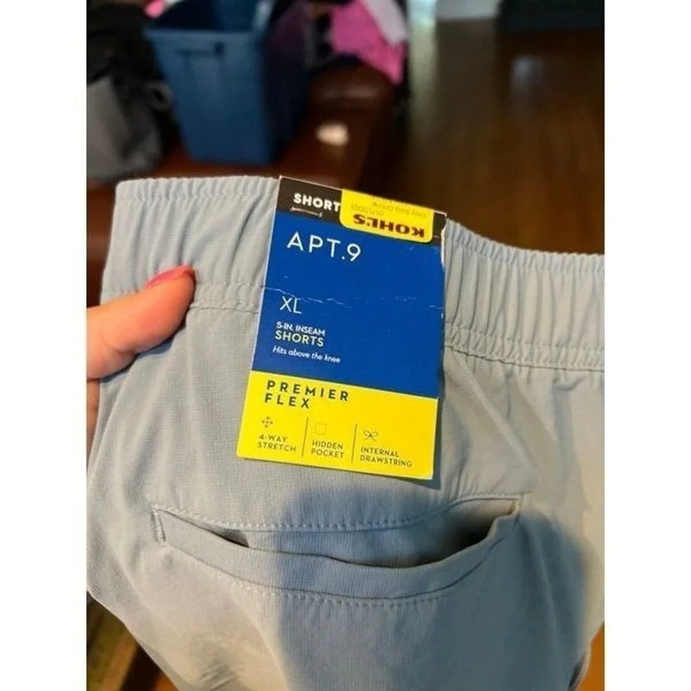 New Men's Apt.9 Premier Flex Shorts Pull-on/Drawstring/Pockets‎ blue XL